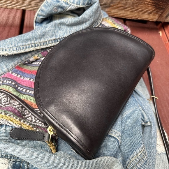 INTAGE COACH KIMBALL HALF-MOON BLACK LEATHER CROSSBODY BAG 9911 - Picture 12 of 16